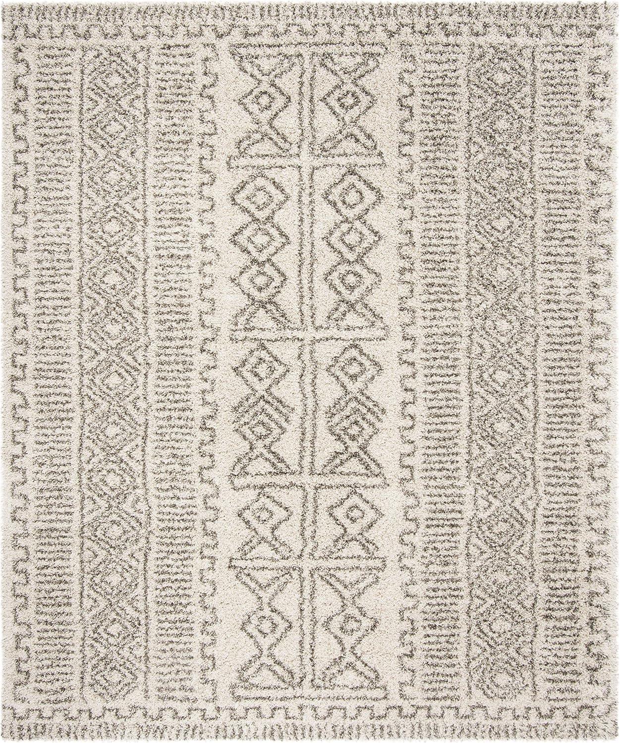image:imageSAFAVIEH Hudson Shag Collection Area Rug 51 x 76 Ivory amp Grey Moroccan Design NonShedding amp Easy Care 2inch Thick Ideal for High Traffic Areas in Living Room Bedroom SGH376AIvoryGrey
