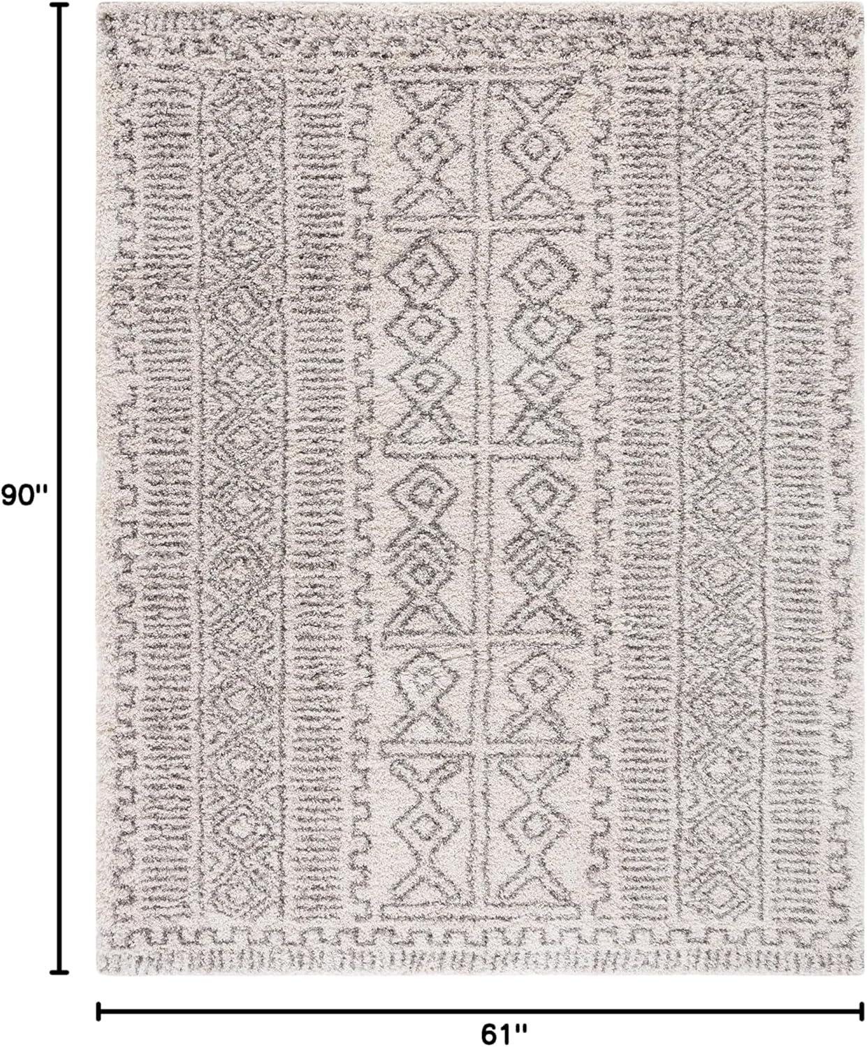 image:imageSAFAVIEH Hudson Shag Collection Area Rug 51 x 76 Ivory amp Grey Moroccan Design NonShedding amp Easy Care 2inch Thick Ideal for High Traffic Areas in Living Room Bedroom SGH376AIvoryGrey