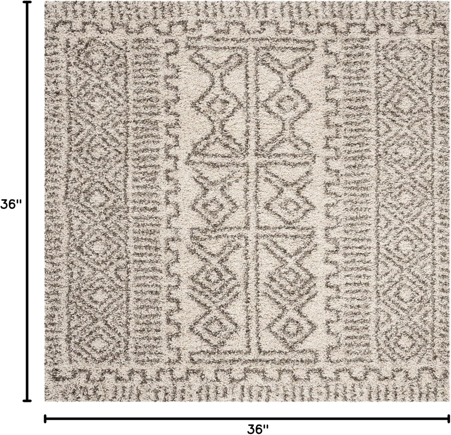 image:imageSAFAVIEH Hudson Shag Collection Area Rug 51 x 76 Ivory amp Grey Moroccan Design NonShedding amp Easy Care 2inch Thick Ideal for High Traffic Areas in Living Room Bedroom SGH376AIvoryGrey