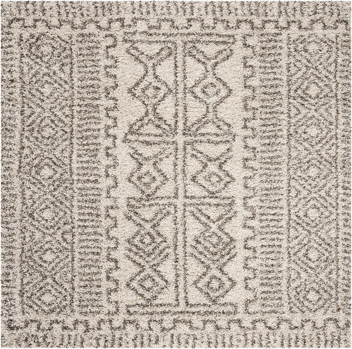 image:imageSAFAVIEH Hudson Shag Collection Area Rug 51 x 76 Ivory amp Grey Moroccan Design NonShedding amp Easy Care 2inch Thick Ideal for High Traffic Areas in Living Room Bedroom SGH376AIvoryGrey