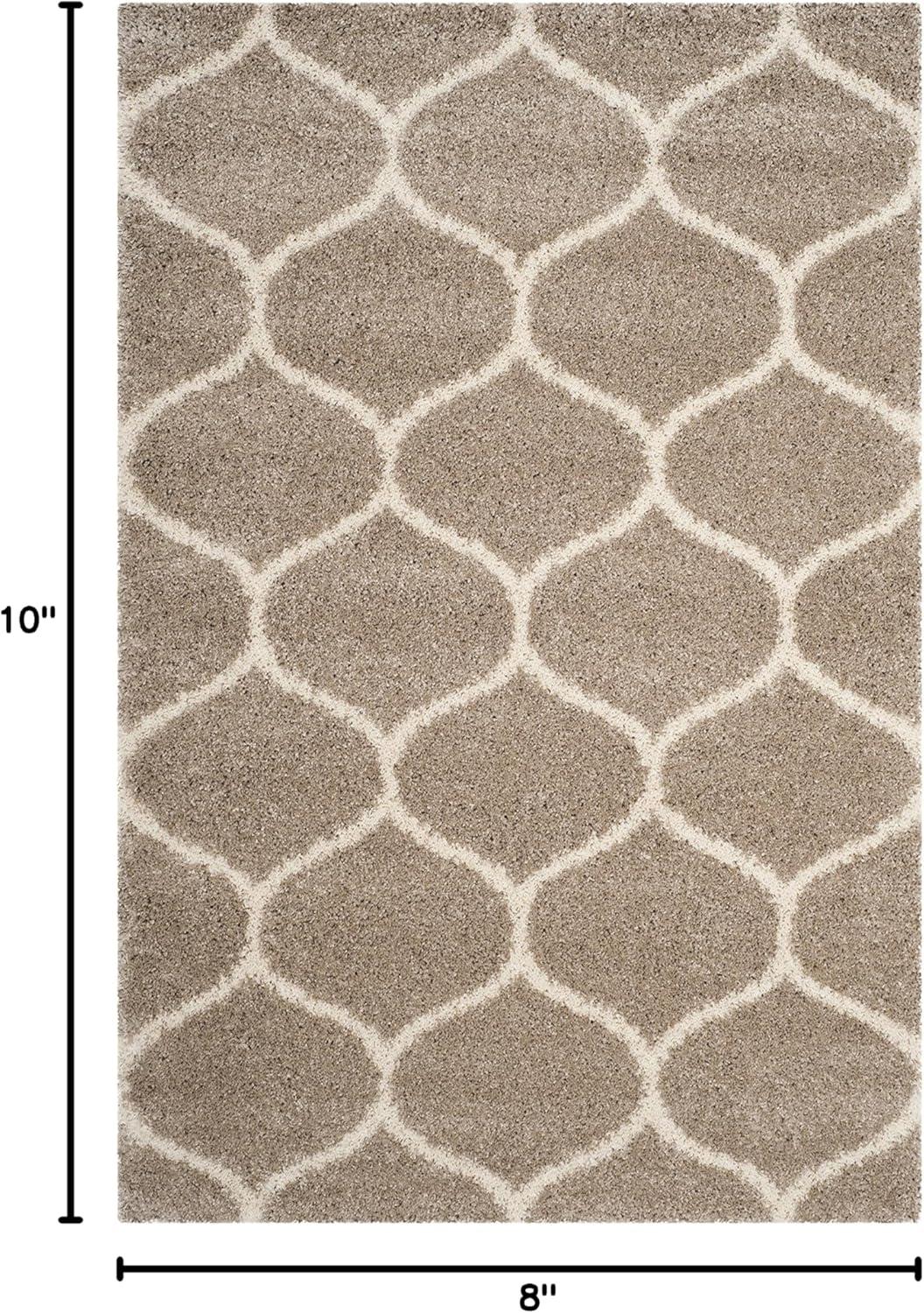 image:imageSAFAVIEH Hudson Shag Collection Area Rug 53 x 76 Grey amp Ivory Moroccan Trellis Design NonShedding amp Easy Care 2inch Thick Ideal for High Traffic Areas in Living Room Bedroom SGH280BBeigeIvory