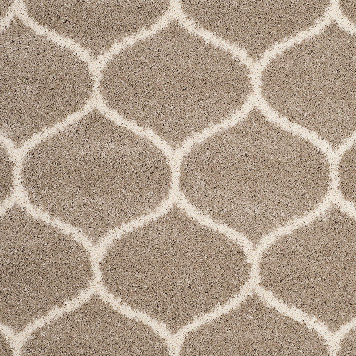 image:imageSAFAVIEH Hudson Shag Collection Area Rug 53 x 76 Grey amp Ivory Moroccan Trellis Design NonShedding amp Easy Care 2inch Thick Ideal for High Traffic Areas in Living Room Bedroom SGH280BBeigeIvory