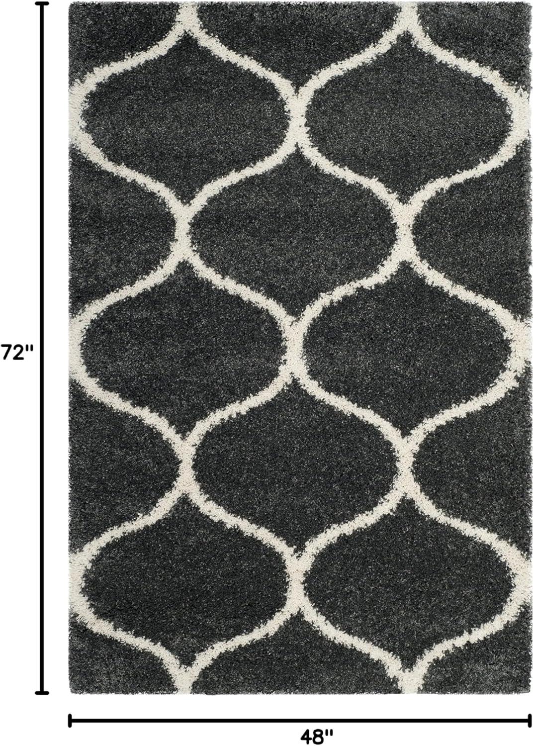 image:imageSAFAVIEH Hudson Shag Collection Area Rug 53 x 76 Grey amp Ivory Moroccan Trellis Design NonShedding amp Easy Care 2inch Thick Ideal for High Traffic Areas in Living Room Bedroom SGH280BDark GreyIvory