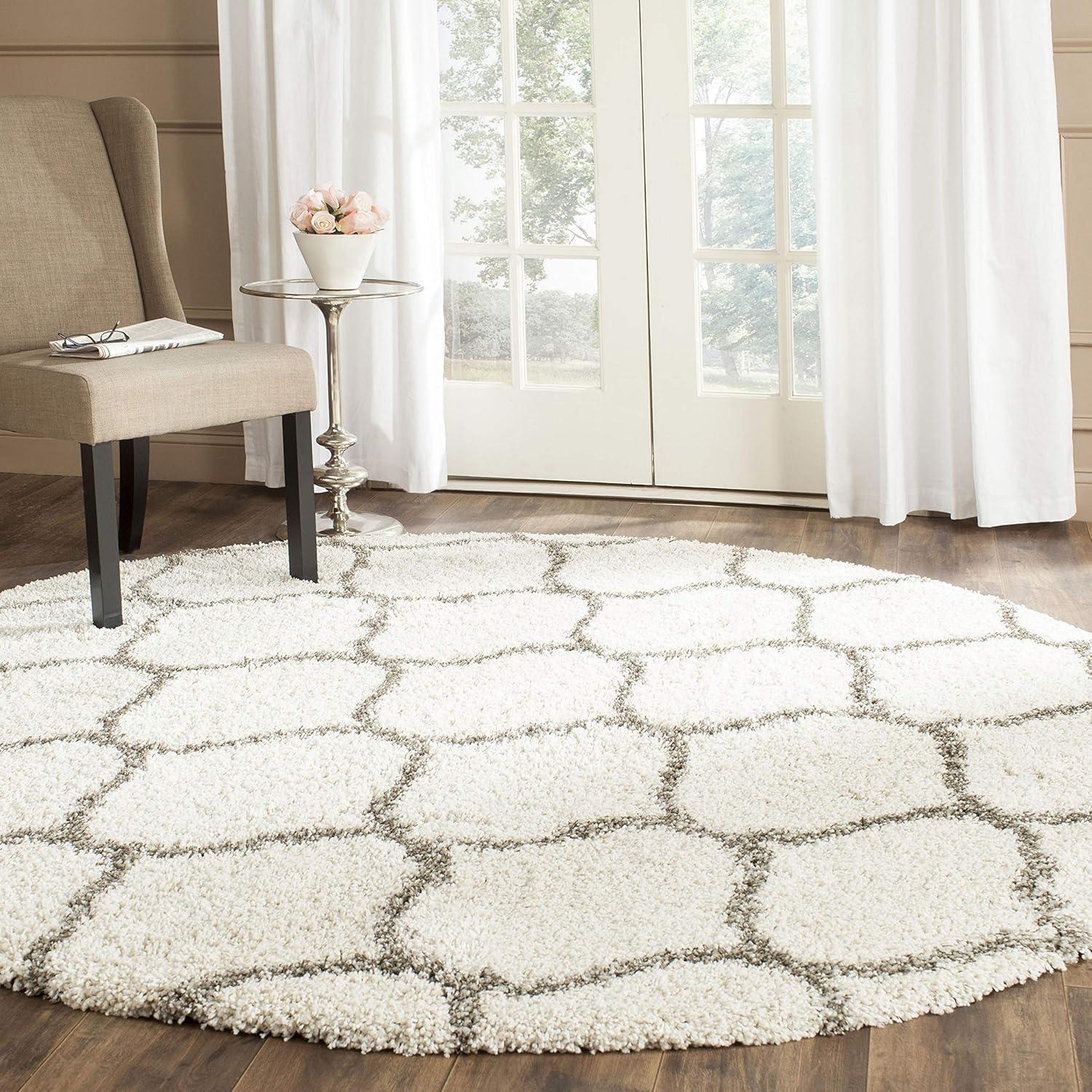 image:imageSAFAVIEH Hudson Shag Collection Area Rug 53 x 76 Grey amp Ivory Moroccan Trellis Design NonShedding amp Easy Care 2inch Thick Ideal for High Traffic Areas in Living Room Bedroom SGH280BIvoryGrey