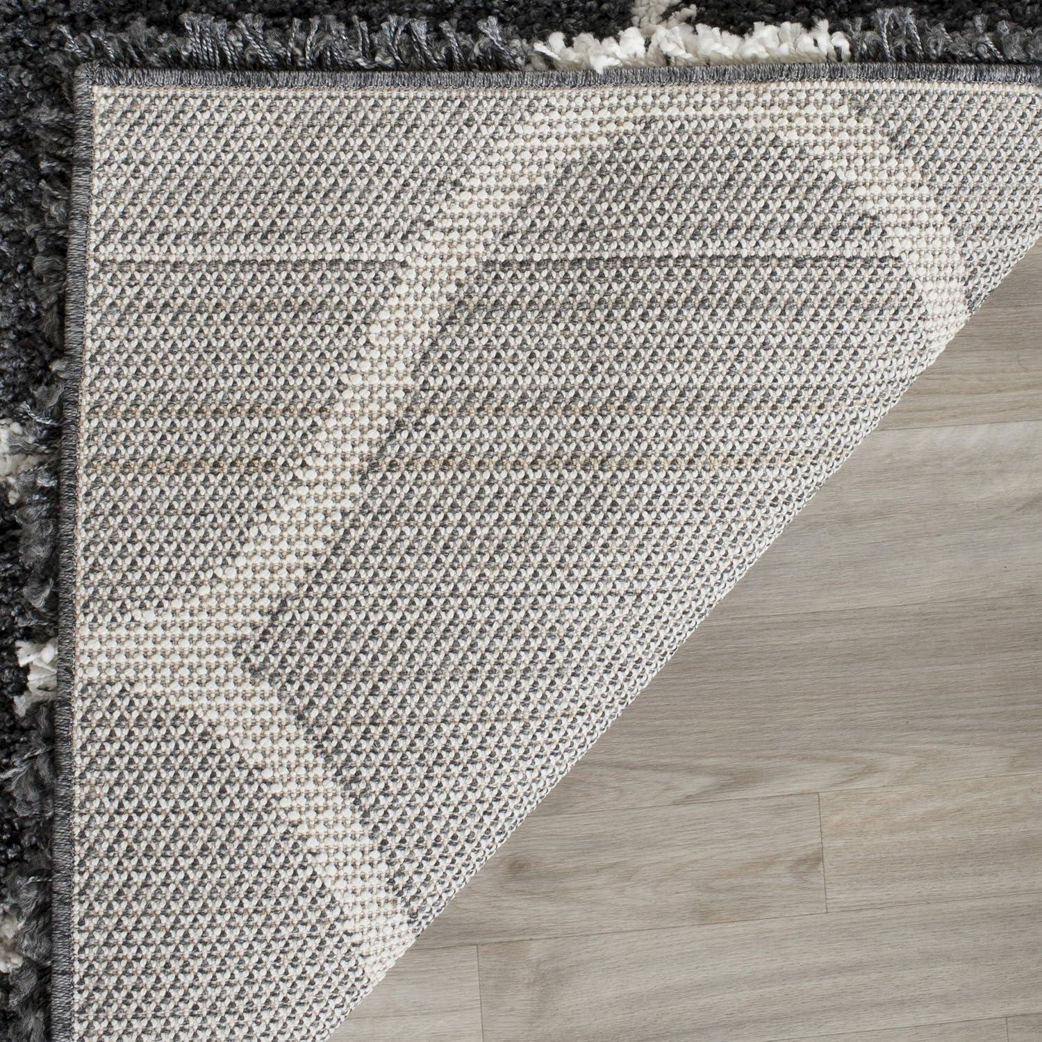 image:imageSAFAVIEH Hudson Shag Collection Area Rug 53 x 76 Grey amp Ivory Moroccan Trellis Design NonShedding amp Easy Care 2inch Thick Ideal for High Traffic Areas in Living Room Bedroom SGH280BDark GreyIvory