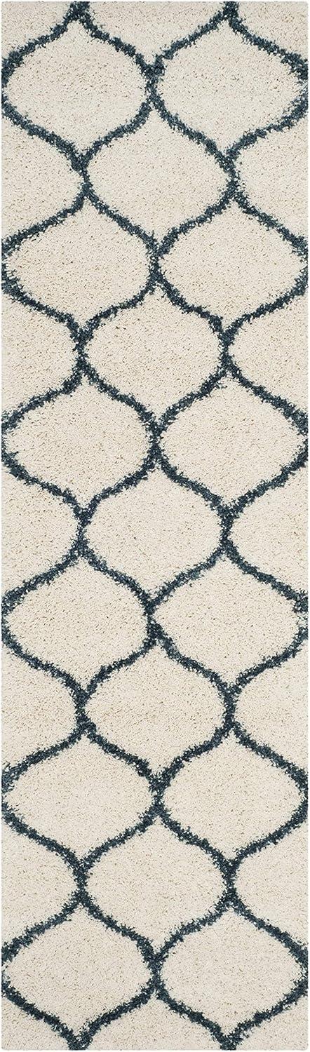 image:imageSAFAVIEH Hudson Shag Collection Area Rug 53 x 76 Grey amp Ivory Moroccan Trellis Design NonShedding amp Easy Care 2inch Thick Ideal for High Traffic Areas in Living Room Bedroom SGH280BIvorySteel Blue