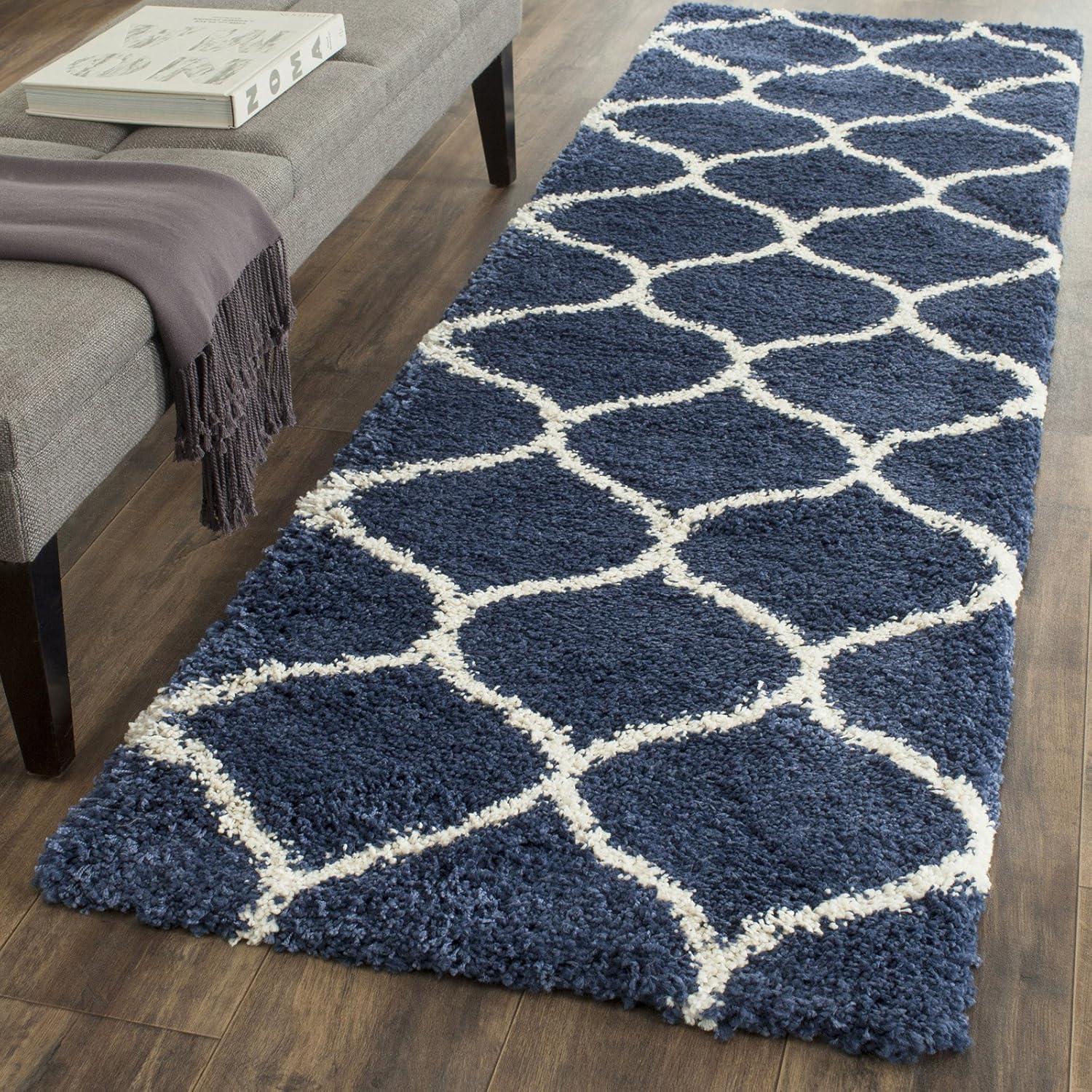 image:imageSAFAVIEH Hudson Shag Collection Area Rug 53 x 76 Grey amp Ivory Moroccan Trellis Design NonShedding amp Easy Care 2inch Thick Ideal for High Traffic Areas in Living Room Bedroom SGH280BIvoryGrey