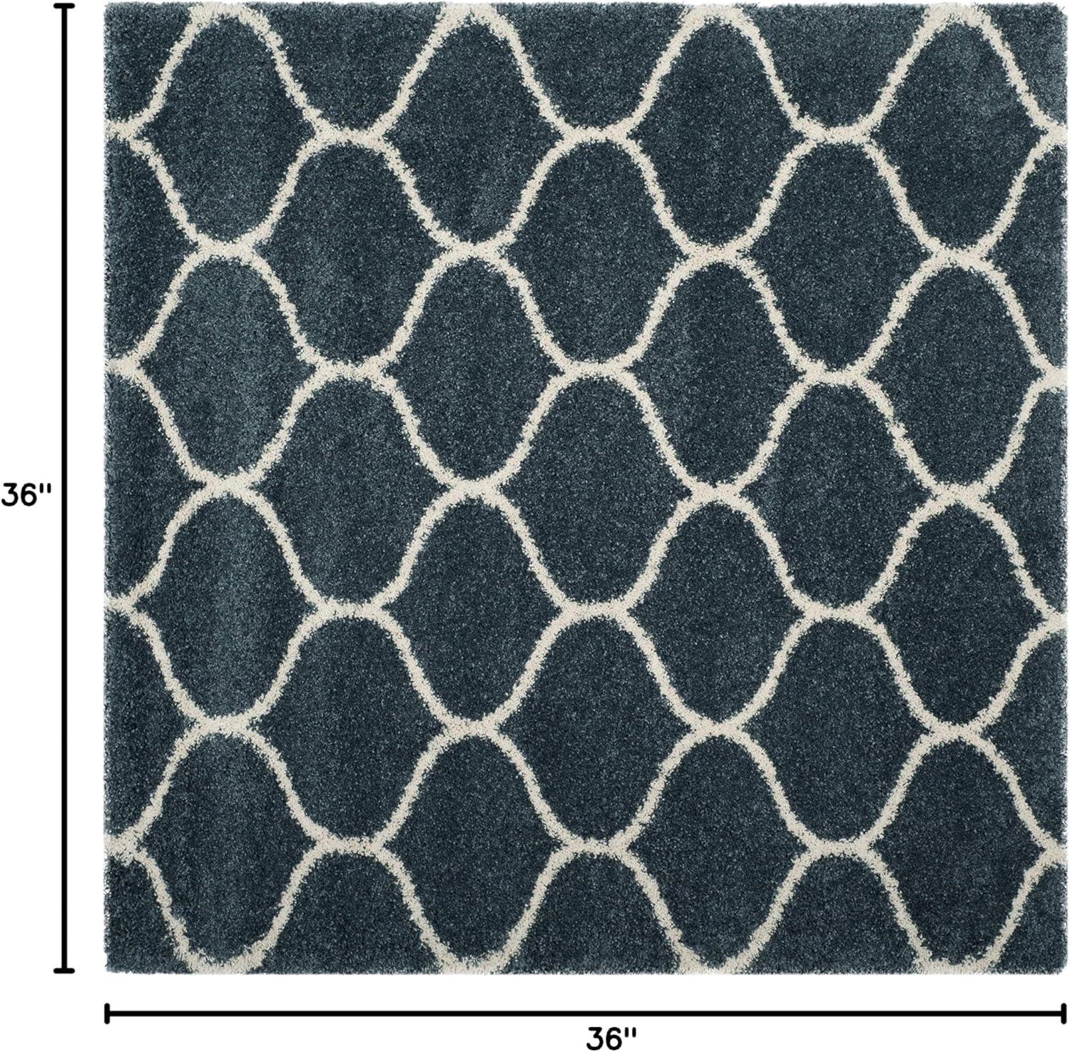 image:imageSAFAVIEH Hudson Shag Collection Area Rug 53 x 76 Grey amp Ivory Moroccan Trellis Design NonShedding amp Easy Care 2inch Thick Ideal for High Traffic Areas in Living Room Bedroom SGH280BSlate BlueIvory