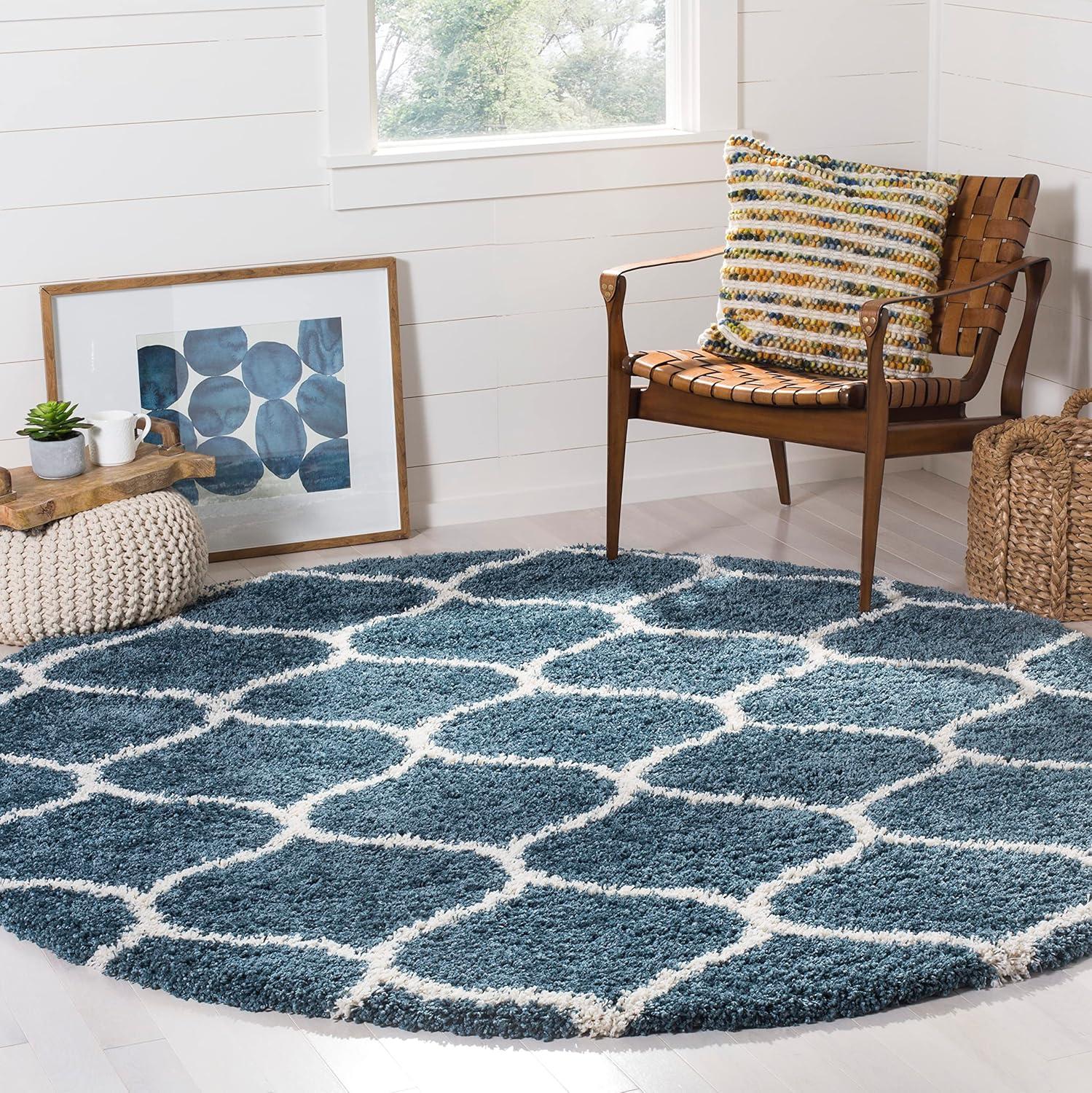 image:imageSAFAVIEH Hudson Shag Collection Area Rug 53 x 76 Grey amp Ivory Moroccan Trellis Design NonShedding amp Easy Care 2inch Thick Ideal for High Traffic Areas in Living Room Bedroom SGH280BSlate BlueIvory
