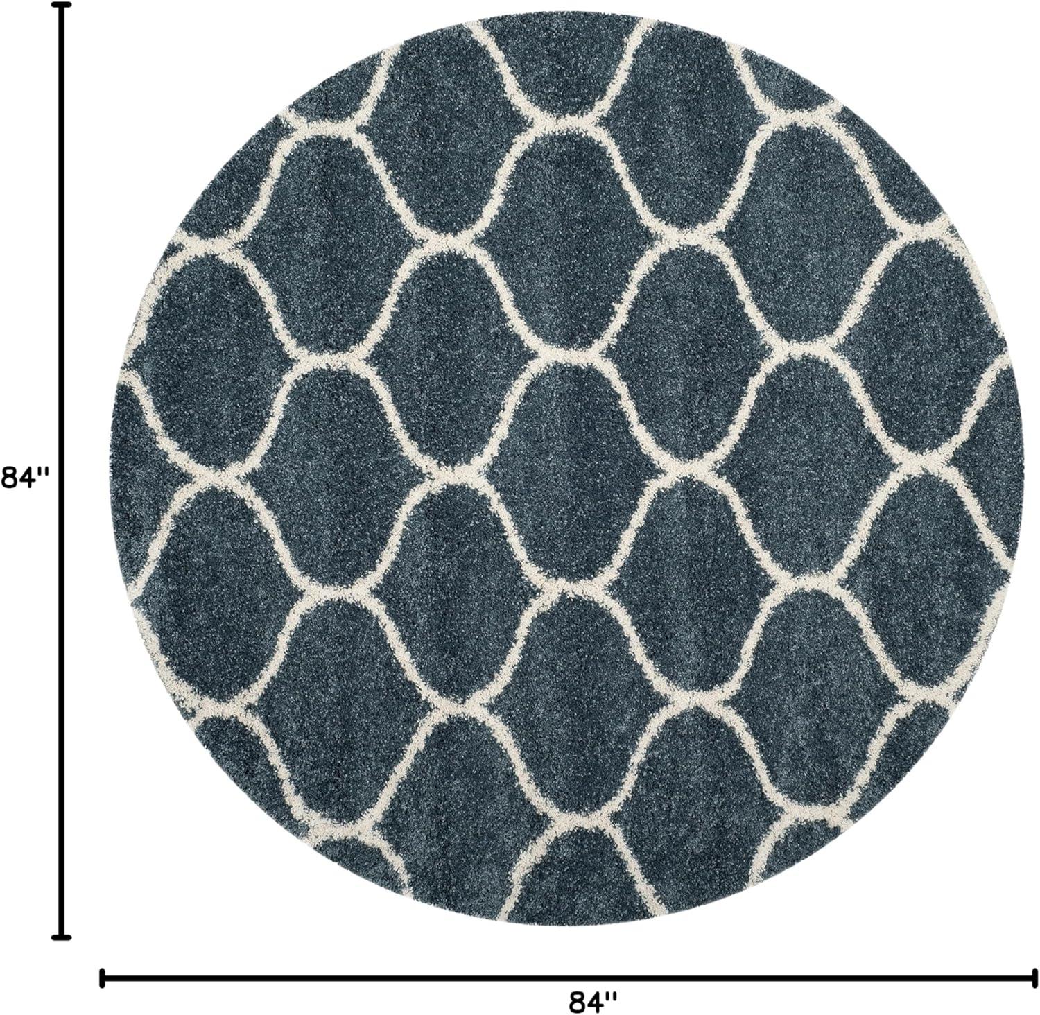 image:imageSAFAVIEH Hudson Shag Collection Area Rug 53 x 76 Grey amp Ivory Moroccan Trellis Design NonShedding amp Easy Care 2inch Thick Ideal for High Traffic Areas in Living Room Bedroom SGH280BSlate BlueIvory