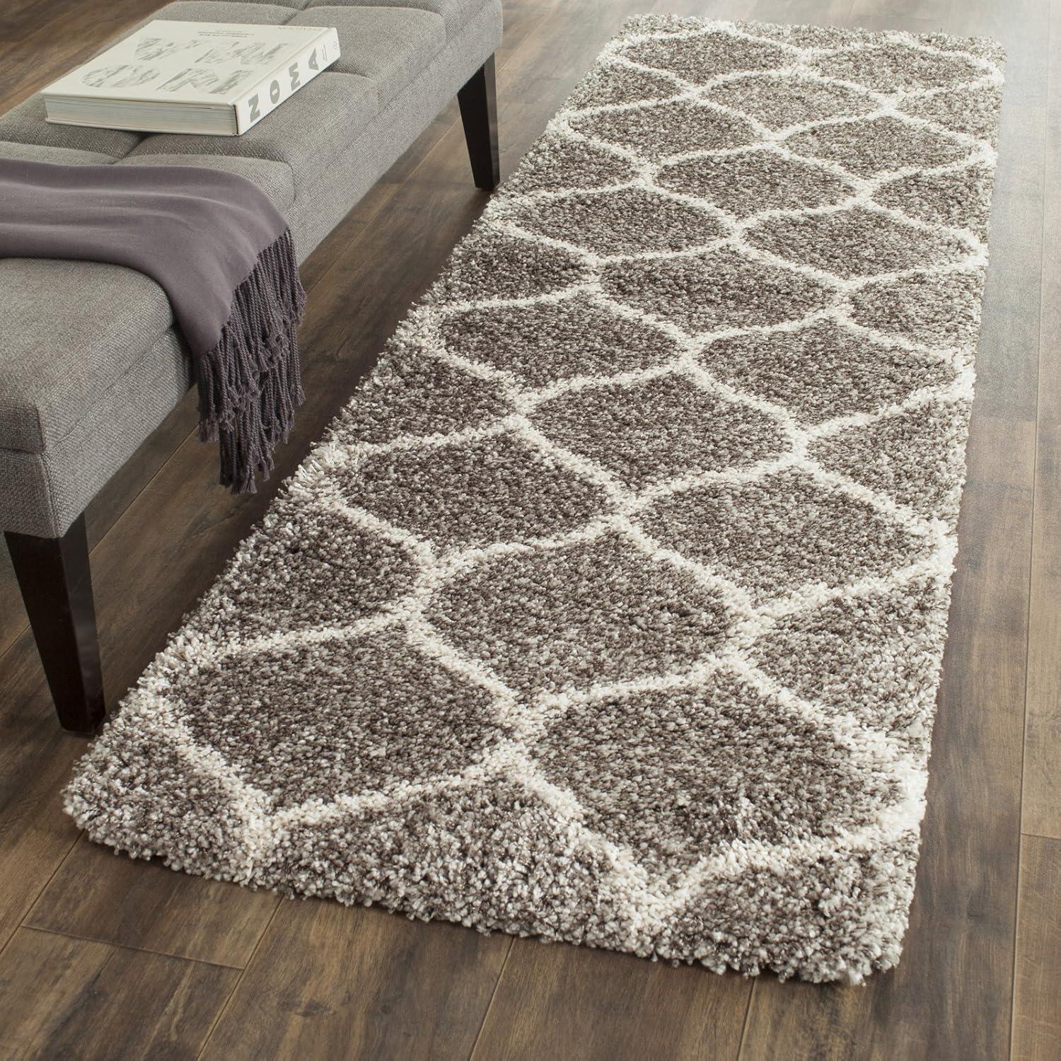 image:imageSAFAVIEH Hudson Shag Collection Area Rug 53 x 76 Grey amp Ivory Moroccan Trellis Design NonShedding amp Easy Care 2inch Thick Ideal for High Traffic Areas in Living Room Bedroom SGH280BIvoryGrey