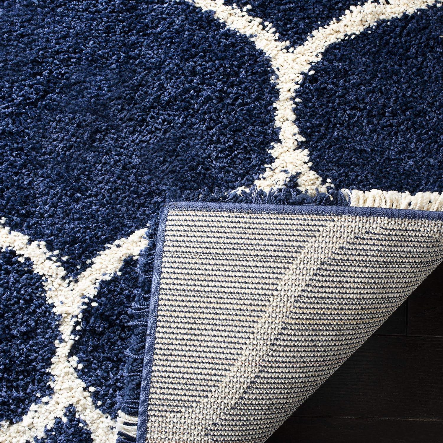 image:imageSAFAVIEH Hudson Shag Collection Area Rug 53 x 76 Grey amp Ivory Moroccan Trellis Design NonShedding amp Easy Care 2inch Thick Ideal for High Traffic Areas in Living Room Bedroom SGH280BNavyIvory