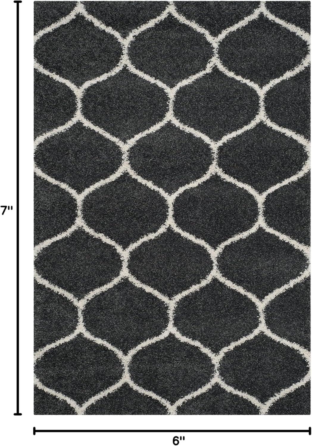 image:imageSAFAVIEH Hudson Shag Collection Area Rug 53 x 76 Grey amp Ivory Moroccan Trellis Design NonShedding amp Easy Care 2inch Thick Ideal for High Traffic Areas in Living Room Bedroom SGH280BDark GreyIvory
