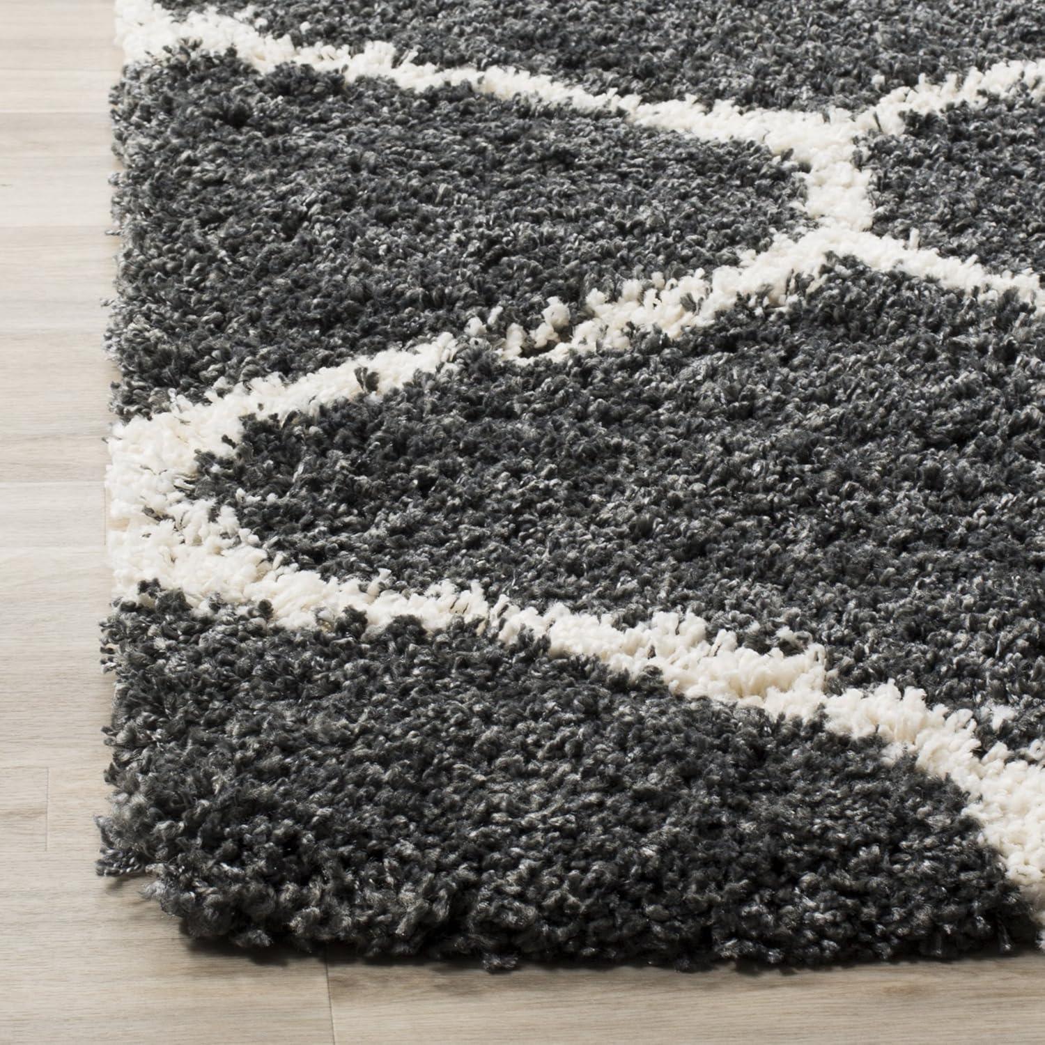 image:imageSAFAVIEH Hudson Shag Collection Area Rug 53 x 76 Grey amp Ivory Moroccan Trellis Design NonShedding amp Easy Care 2inch Thick Ideal for High Traffic Areas in Living Room Bedroom SGH280BDark GreyIvory