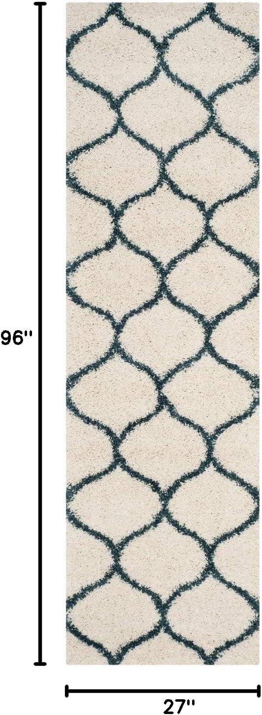 image:imageSAFAVIEH Hudson Shag Collection Area Rug 53 x 76 Grey amp Ivory Moroccan Trellis Design NonShedding amp Easy Care 2inch Thick Ideal for High Traffic Areas in Living Room Bedroom SGH280BIvorySteel Blue