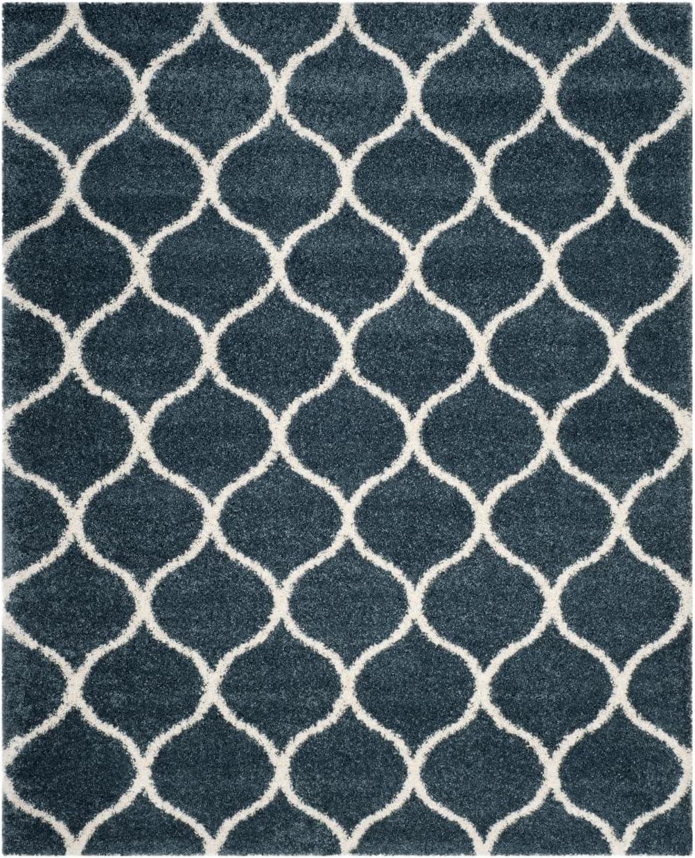 image:imageSAFAVIEH Hudson Shag Collection Area Rug 53 x 76 Grey amp Ivory Moroccan Trellis Design NonShedding amp Easy Care 2inch Thick Ideal for High Traffic Areas in Living Room Bedroom SGH280BSlate BlueIvory