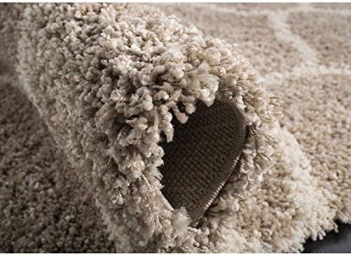 image:imageSAFAVIEH Hudson Shag Collection Area Rug 53 x 76 Grey amp Ivory Moroccan Trellis Design NonShedding amp Easy Care 2inch Thick Ideal for High Traffic Areas in Living Room Bedroom SGH280BBeigeIvory