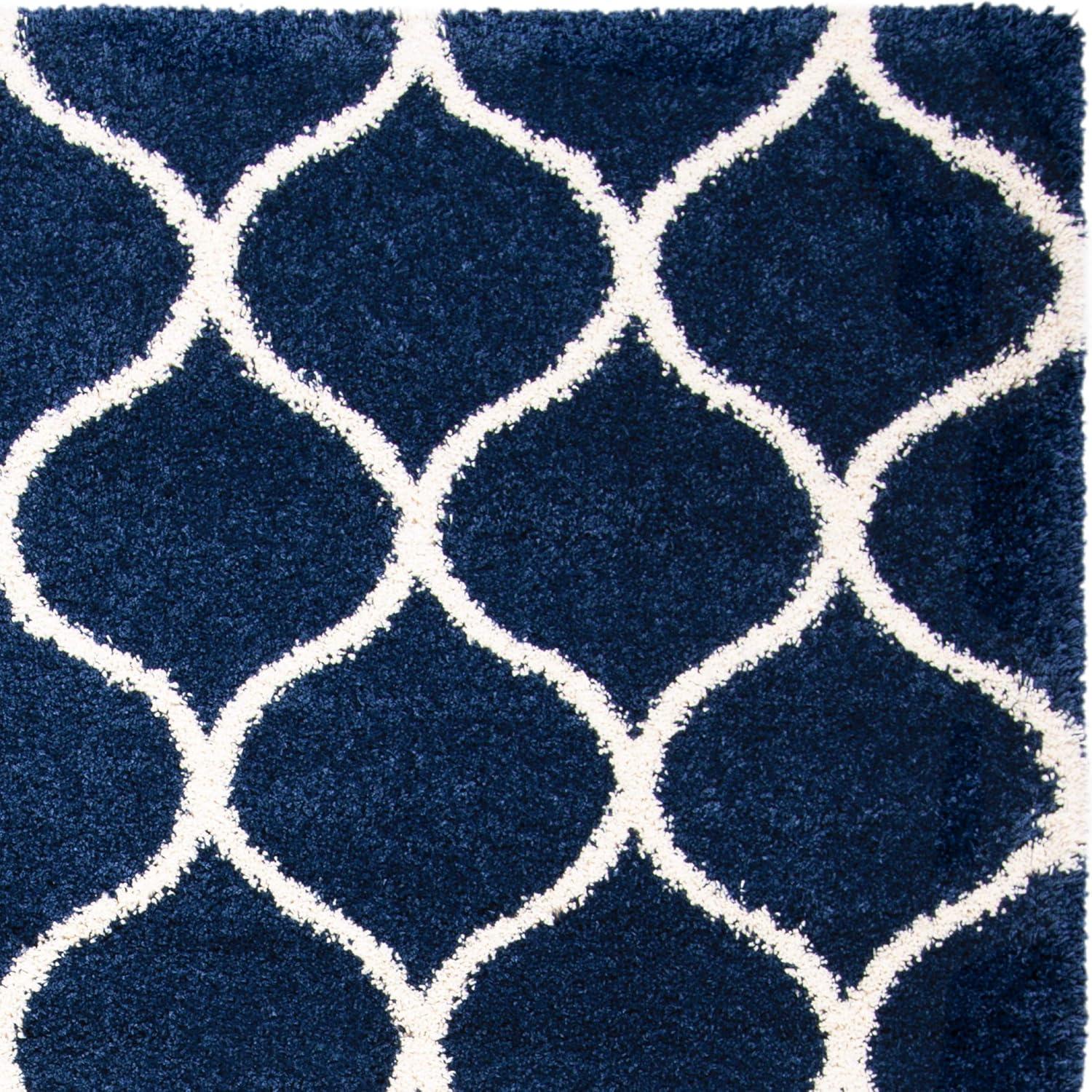 image:imageSAFAVIEH Hudson Shag Collection Area Rug 53 x 76 Grey amp Ivory Moroccan Trellis Design NonShedding amp Easy Care 2inch Thick Ideal for High Traffic Areas in Living Room Bedroom SGH280BNavyIvory