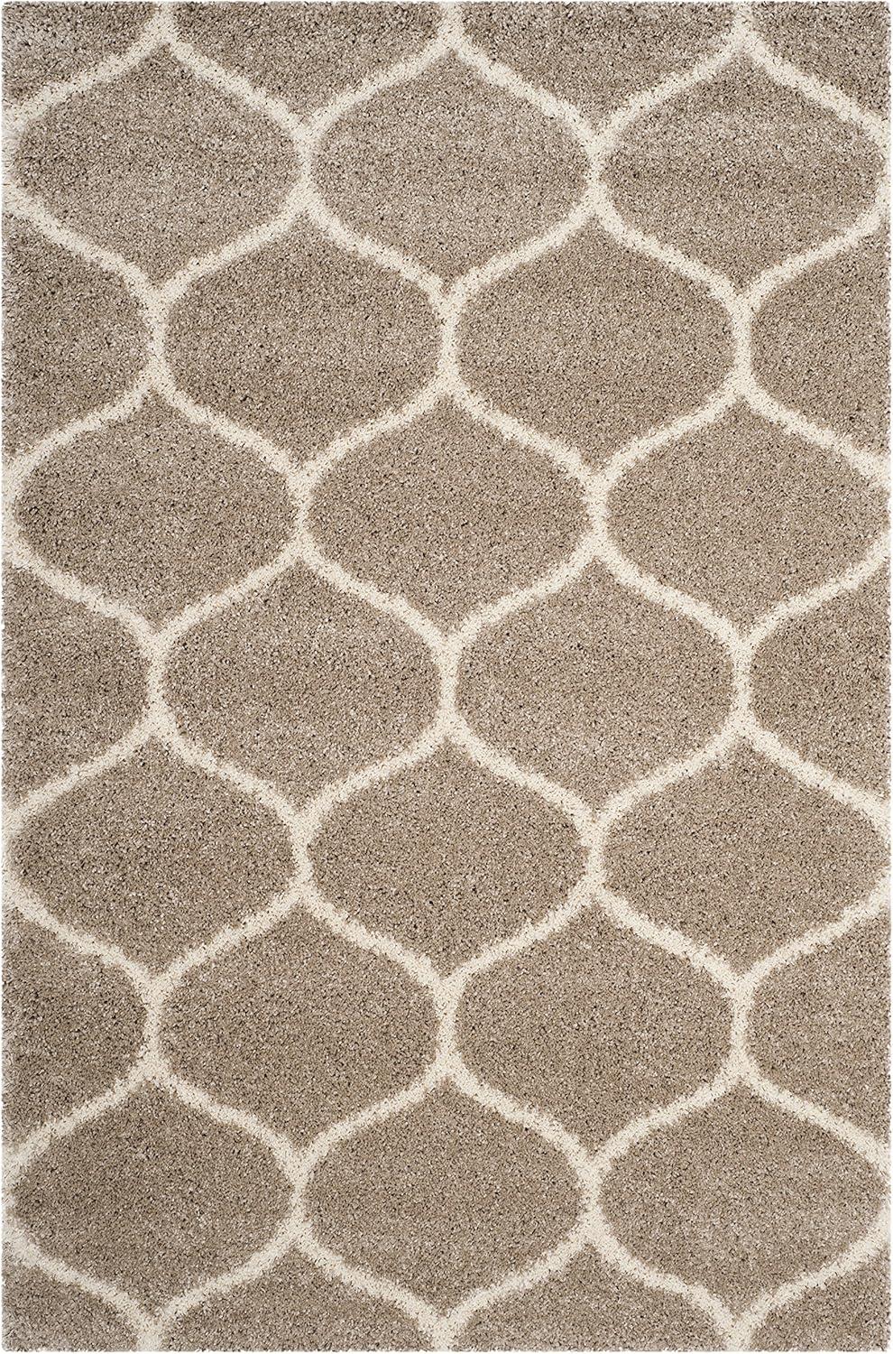 image:imageSAFAVIEH Hudson Shag Collection Area Rug 53 x 76 Grey amp Ivory Moroccan Trellis Design NonShedding amp Easy Care 2inch Thick Ideal for High Traffic Areas in Living Room Bedroom SGH280BBeigeIvory