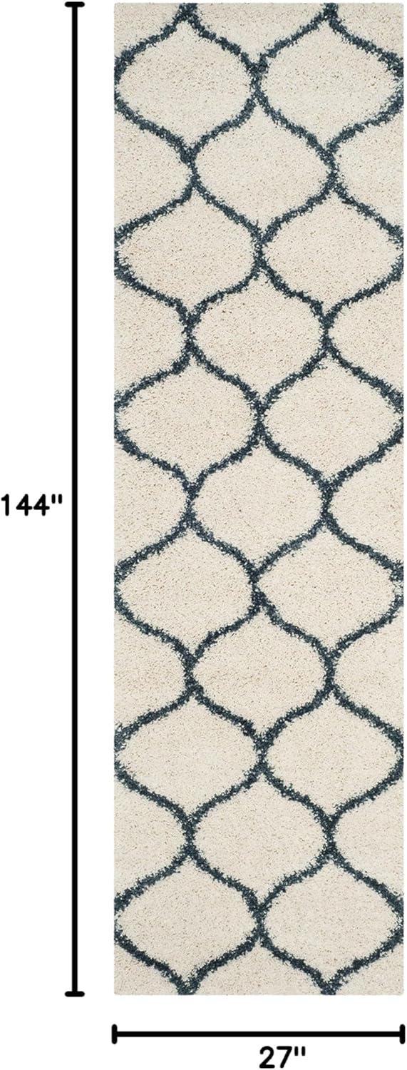 image:imageSAFAVIEH Hudson Shag Collection Area Rug 53 x 76 Grey amp Ivory Moroccan Trellis Design NonShedding amp Easy Care 2inch Thick Ideal for High Traffic Areas in Living Room Bedroom SGH280BIvorySteel Blue
