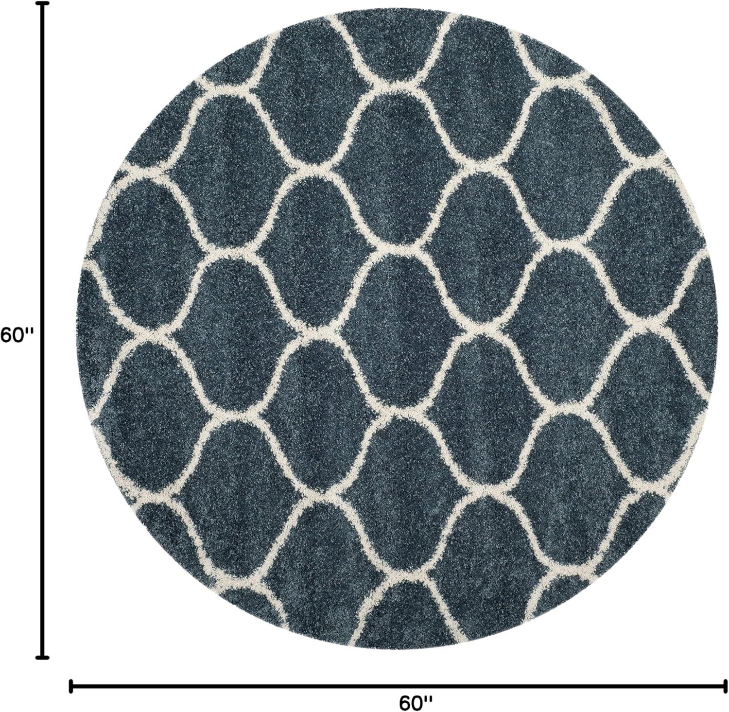 image:imageSAFAVIEH Hudson Shag Collection Area Rug 53 x 76 Grey amp Ivory Moroccan Trellis Design NonShedding amp Easy Care 2inch Thick Ideal for High Traffic Areas in Living Room Bedroom SGH280BSlate BlueIvory