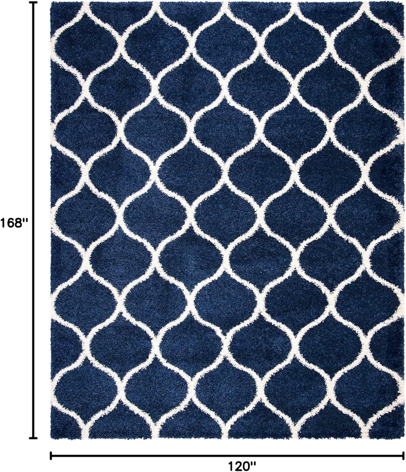image:imageSAFAVIEH Hudson Shag Collection Area Rug 53 x 76 Grey amp Ivory Moroccan Trellis Design NonShedding amp Easy Care 2inch Thick Ideal for High Traffic Areas in Living Room Bedroom SGH280BNavyIvory