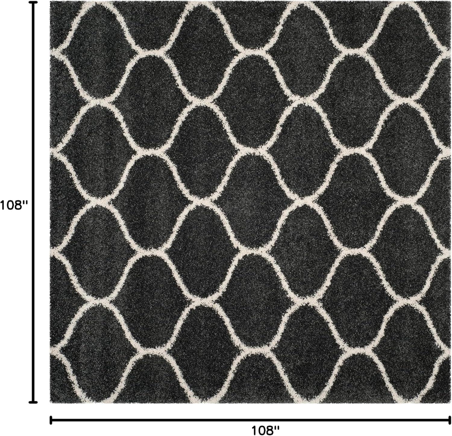 image:imageSAFAVIEH Hudson Shag Collection Area Rug 53 x 76 Grey amp Ivory Moroccan Trellis Design NonShedding amp Easy Care 2inch Thick Ideal for High Traffic Areas in Living Room Bedroom SGH280BDark GreyIvory