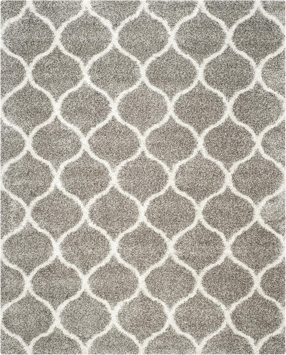 image:imageSAFAVIEH Hudson Shag Collection Area Rug 53 x 76 Grey amp Ivory Moroccan Trellis Design NonShedding amp Easy Care 2inch Thick Ideal for High Traffic Areas in Living Room Bedroom SGH280BGreyIvory