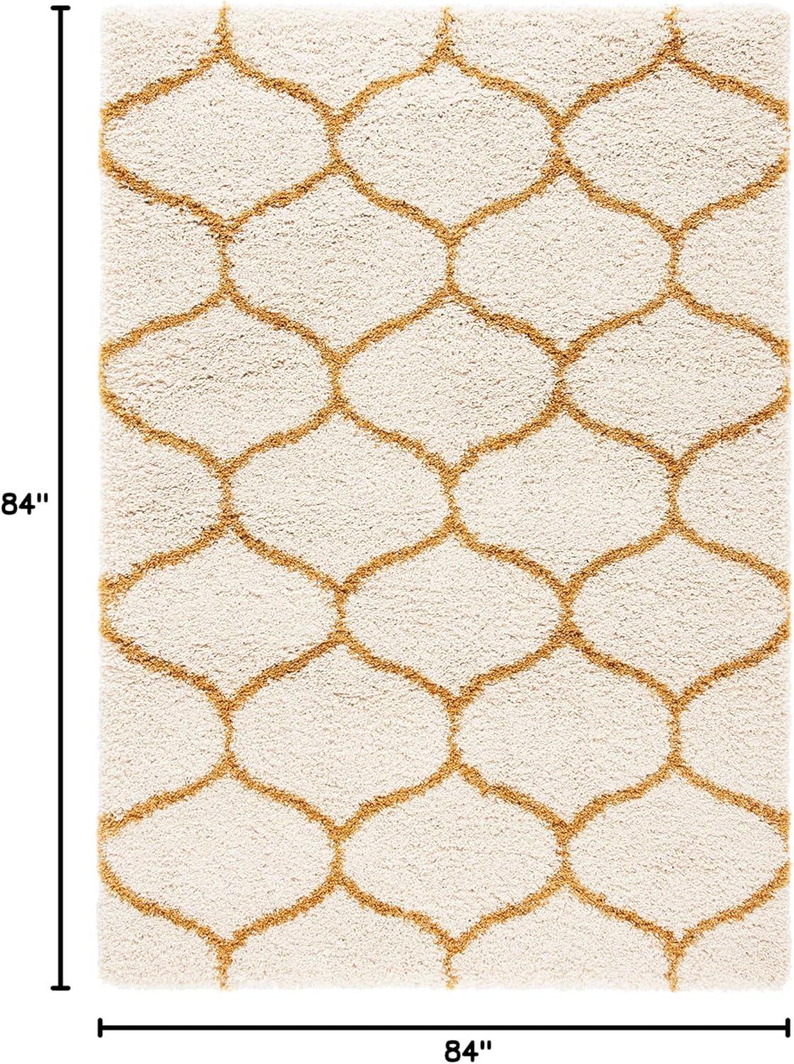 image:imageSAFAVIEH Hudson Shag Collection Area Rug 53 x 76 Grey amp Ivory Moroccan Trellis Design NonShedding amp Easy Care 2inch Thick Ideal for High Traffic Areas in Living Room Bedroom SGH280BIvoryGold