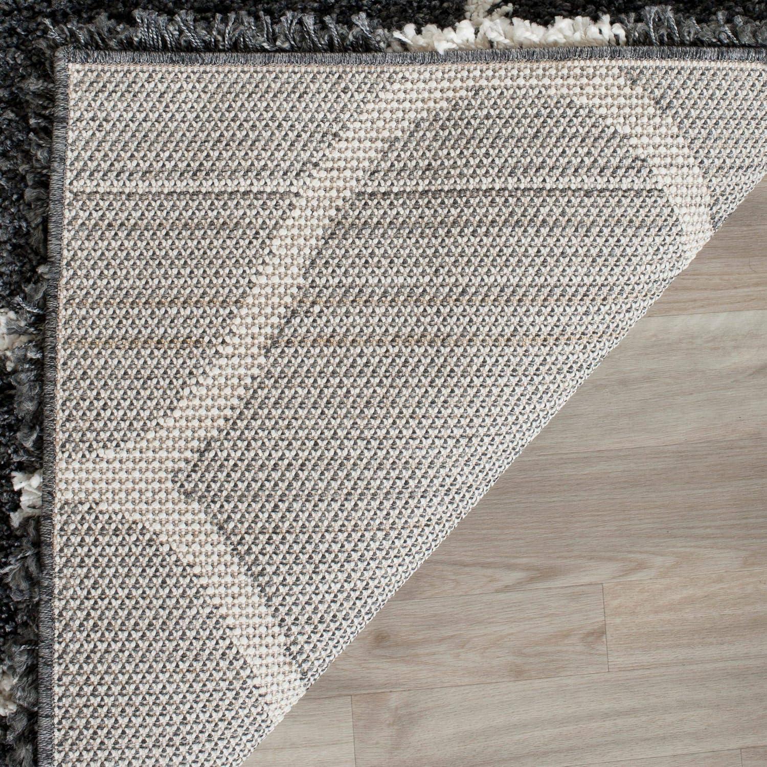 image:imageSAFAVIEH Hudson Shag Collection Area Rug 53 x 76 Grey amp Ivory Moroccan Trellis Design NonShedding amp Easy Care 2inch Thick Ideal for High Traffic Areas in Living Room Bedroom SGH280BDark GreyIvory