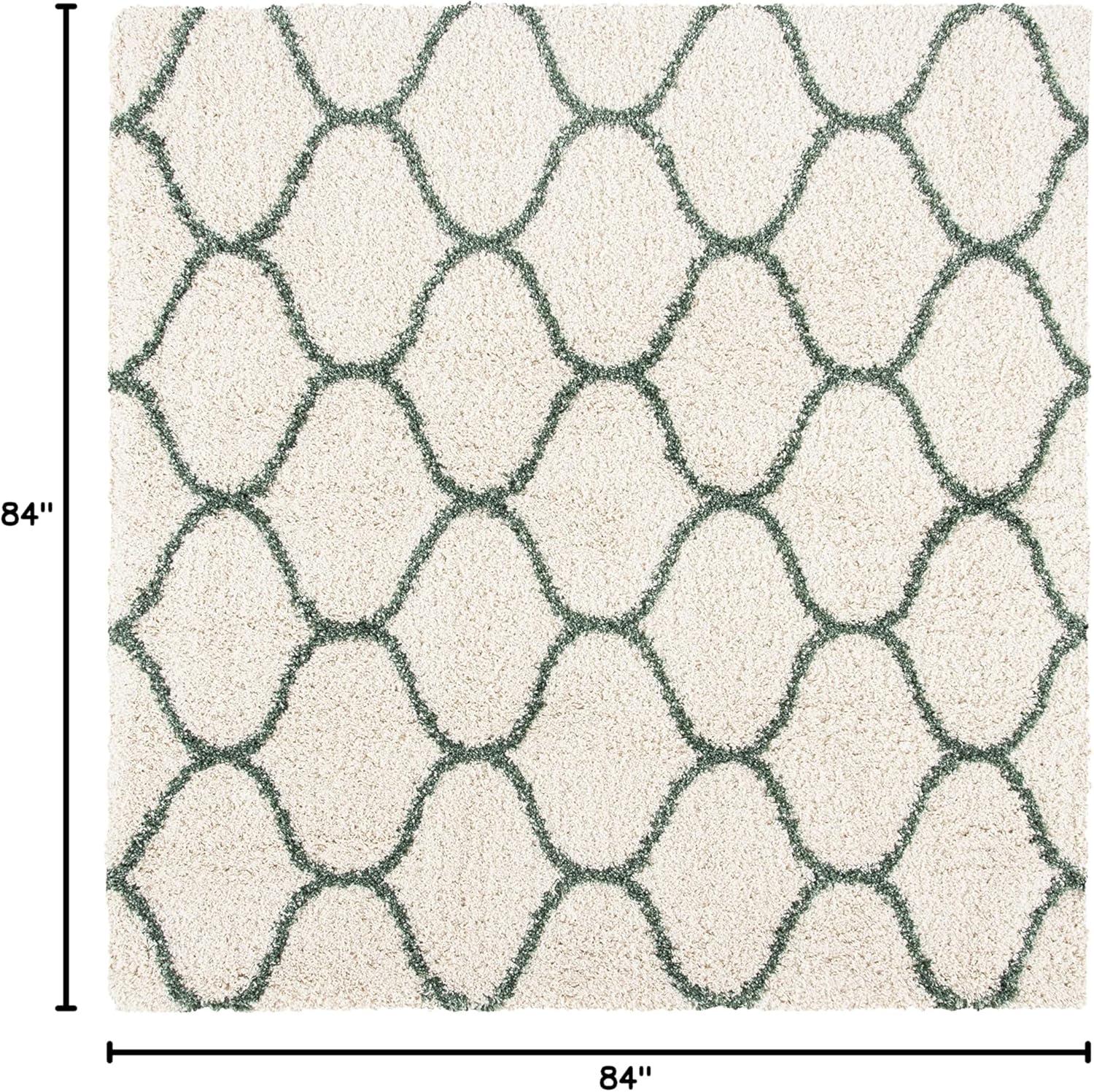 image:imageSAFAVIEH Hudson Shag Collection Area Rug 53 x 76 Grey amp Ivory Moroccan Trellis Design NonShedding amp Easy Care 2inch Thick Ideal for High Traffic Areas in Living Room Bedroom SGH280BIvoryGreen