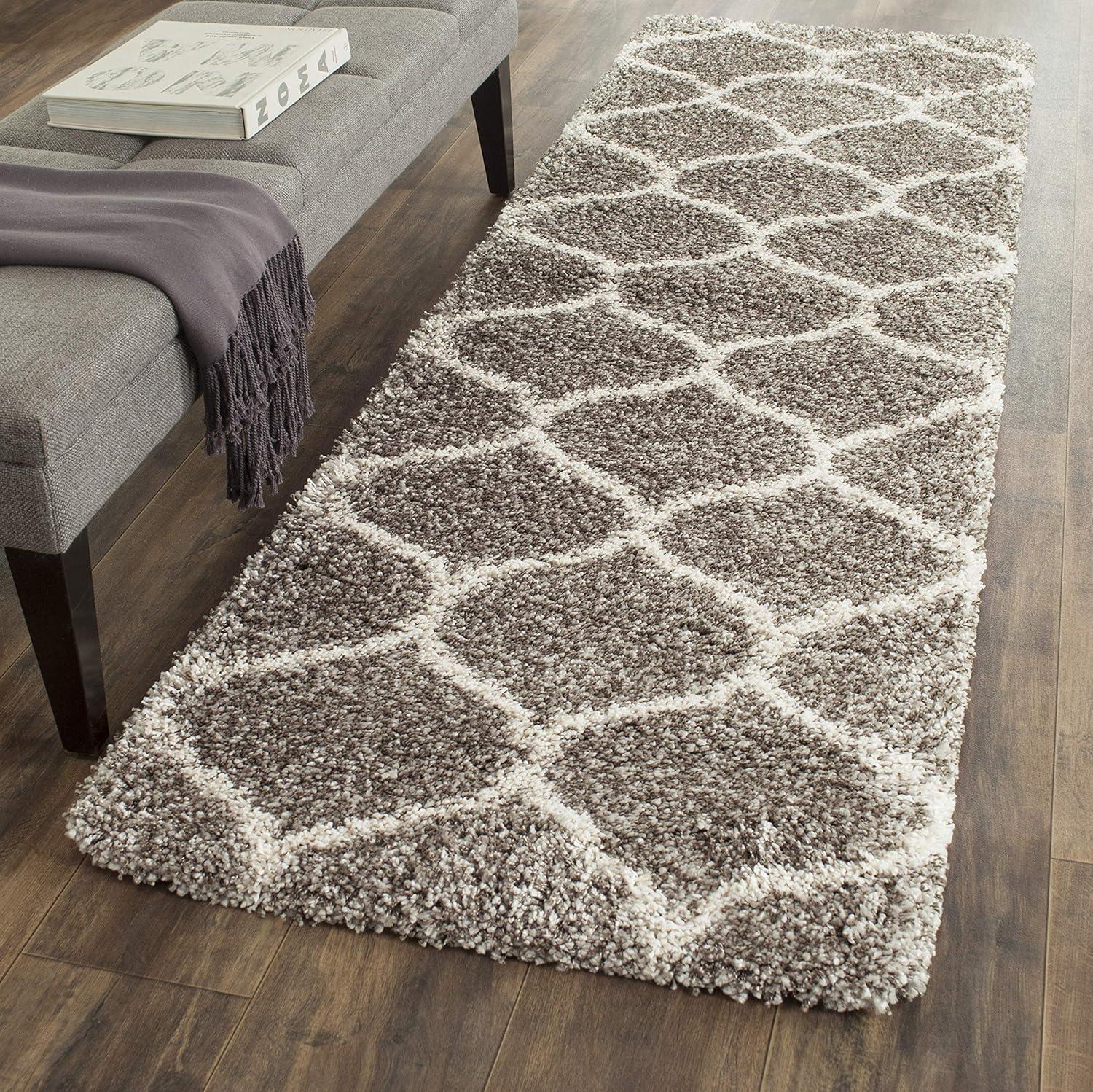 image:imageSAFAVIEH Hudson Shag Collection Area Rug 53 x 76 Grey amp Ivory Moroccan Trellis Design NonShedding amp Easy Care 2inch Thick Ideal for High Traffic Areas in Living Room Bedroom SGH280BGreyIvory