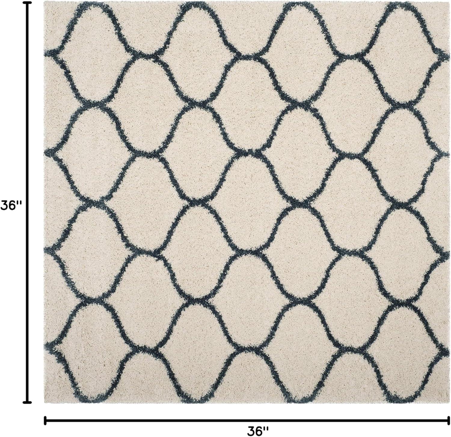 image:imageSAFAVIEH Hudson Shag Collection Area Rug 53 x 76 Grey amp Ivory Moroccan Trellis Design NonShedding amp Easy Care 2inch Thick Ideal for High Traffic Areas in Living Room Bedroom SGH280BIvorySteel Blue