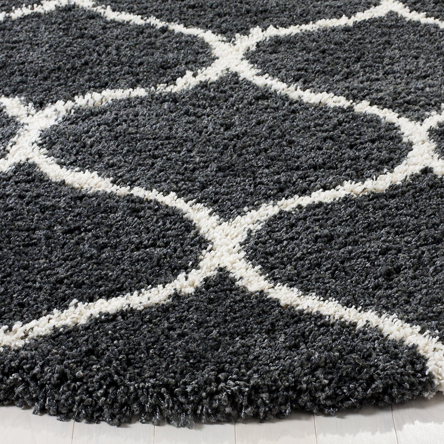 image:imageSAFAVIEH Hudson Shag Collection Area Rug 53 x 76 Grey amp Ivory Moroccan Trellis Design NonShedding amp Easy Care 2inch Thick Ideal for High Traffic Areas in Living Room Bedroom SGH280BDark GreyIvory