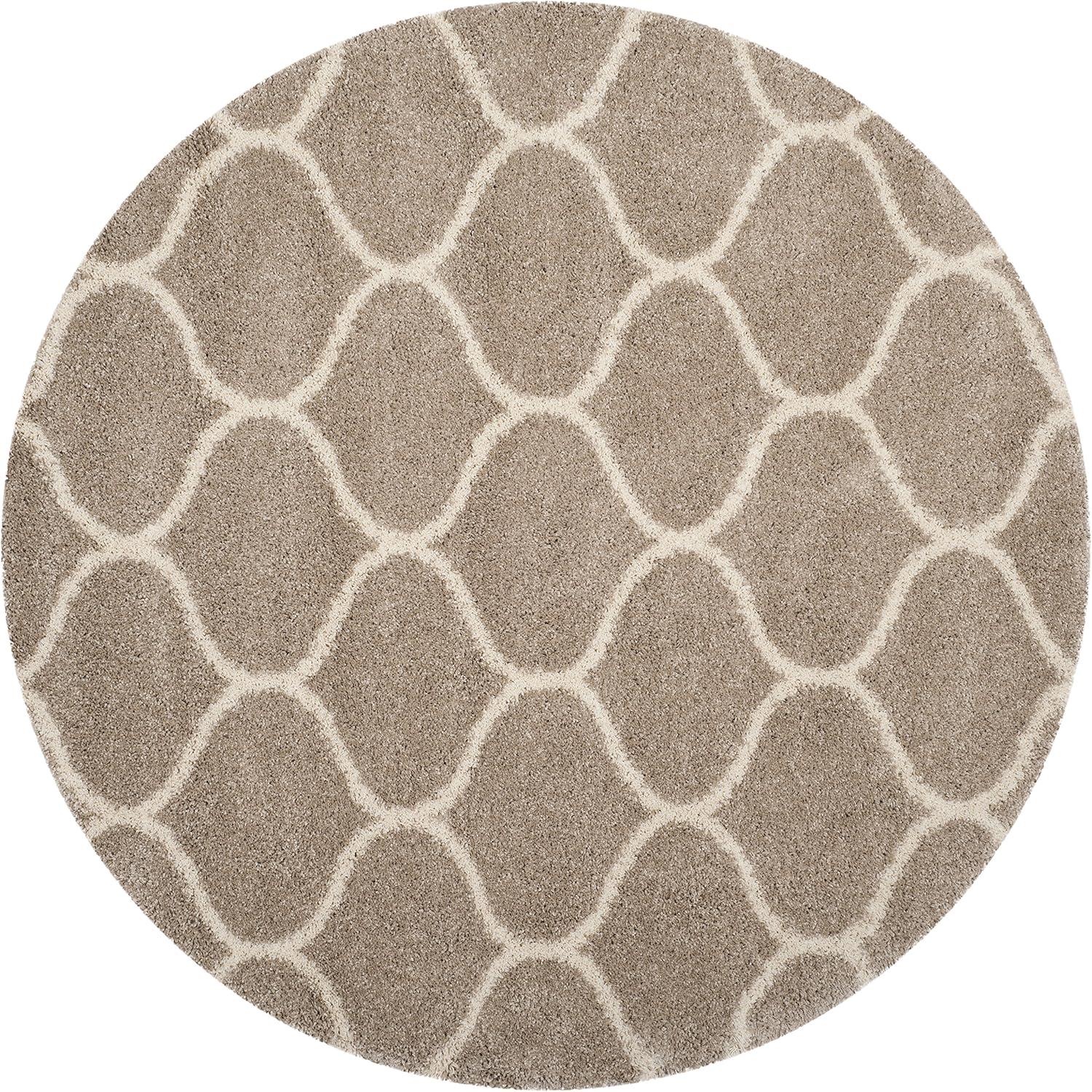 image:imageSAFAVIEH Hudson Shag Collection Area Rug 53 x 76 Grey amp Ivory Moroccan Trellis Design NonShedding amp Easy Care 2inch Thick Ideal for High Traffic Areas in Living Room Bedroom SGH280BBeigeIvory