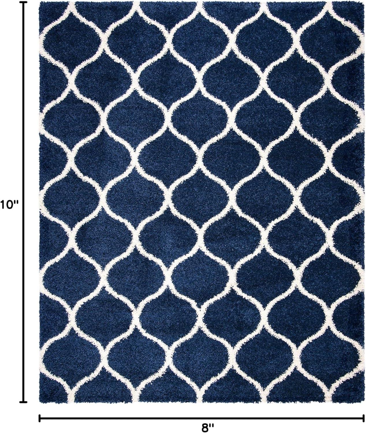 image:imageSAFAVIEH Hudson Shag Collection Area Rug 53 x 76 Grey amp Ivory Moroccan Trellis Design NonShedding amp Easy Care 2inch Thick Ideal for High Traffic Areas in Living Room Bedroom SGH280BNavyIvory