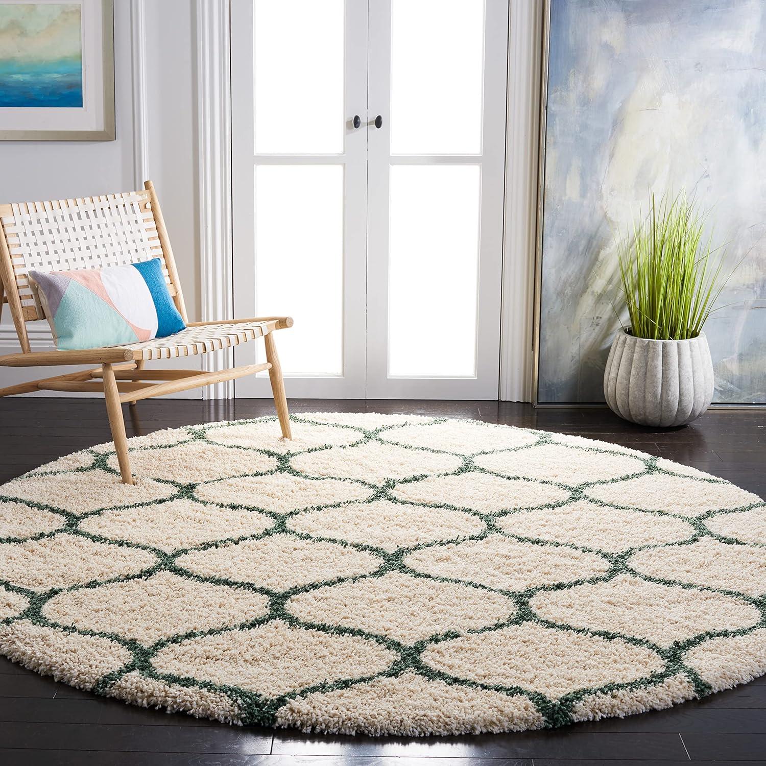 image:imageSAFAVIEH Hudson Shag Collection Area Rug 53 x 76 Grey amp Ivory Moroccan Trellis Design NonShedding amp Easy Care 2inch Thick Ideal for High Traffic Areas in Living Room Bedroom SGH280BIvoryGreen
