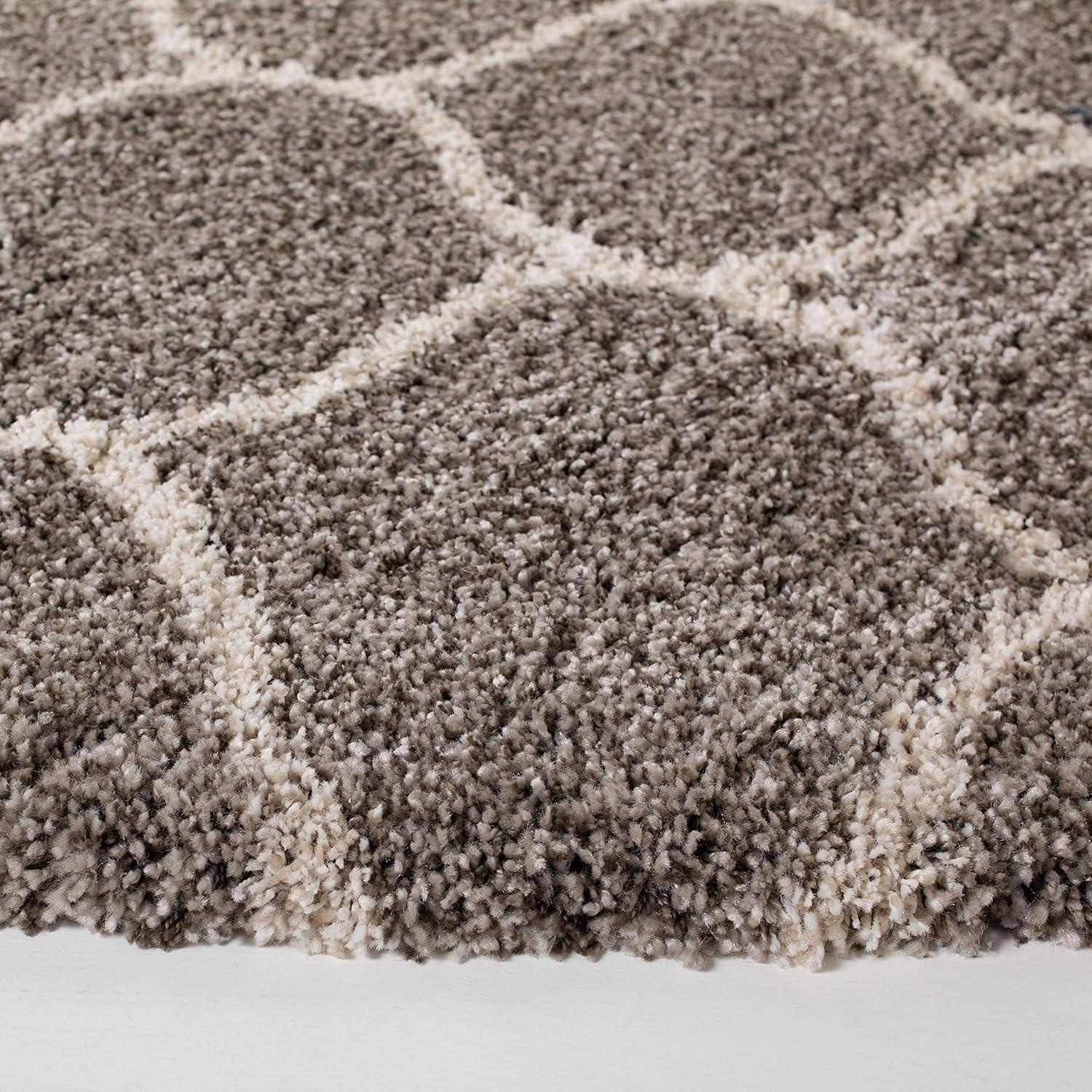 image:imageSAFAVIEH Hudson Shag Collection Area Rug 53 x 76 Grey amp Ivory Moroccan Trellis Design NonShedding amp Easy Care 2inch Thick Ideal for High Traffic Areas in Living Room Bedroom SGH280BGreyIvory