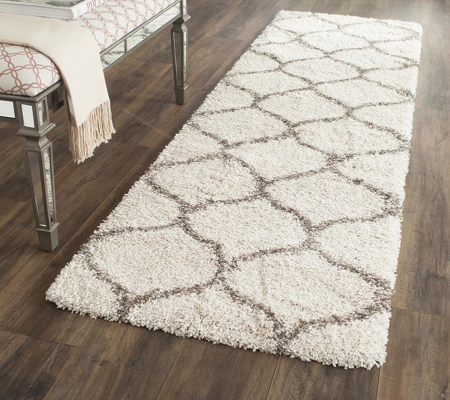 image:imageSAFAVIEH Hudson Shag Collection Area Rug 53 x 76 Grey amp Ivory Moroccan Trellis Design NonShedding amp Easy Care 2inch Thick Ideal for High Traffic Areas in Living Room Bedroom SGH280BIvoryGrey