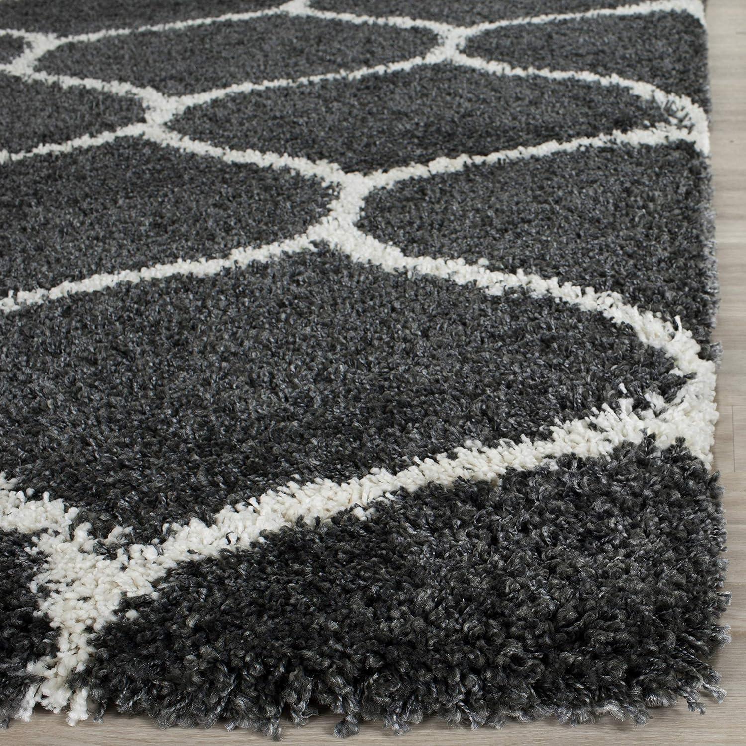 image:imageSAFAVIEH Hudson Shag Collection Area Rug 53 x 76 Grey amp Ivory Moroccan Trellis Design NonShedding amp Easy Care 2inch Thick Ideal for High Traffic Areas in Living Room Bedroom SGH280BDark GreyIvory