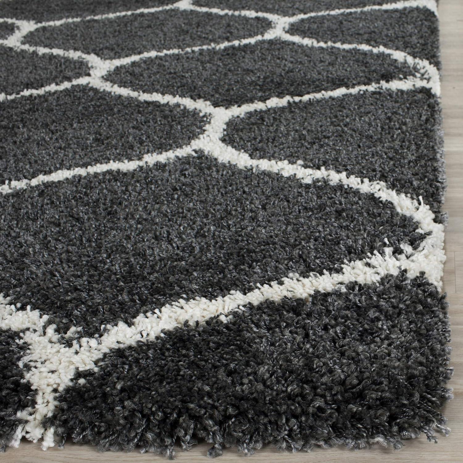 image:imageSAFAVIEH Hudson Shag Collection Area Rug 53 x 76 Grey amp Ivory Moroccan Trellis Design NonShedding amp Easy Care 2inch Thick Ideal for High Traffic Areas in Living Room Bedroom SGH280BDark GreyIvory