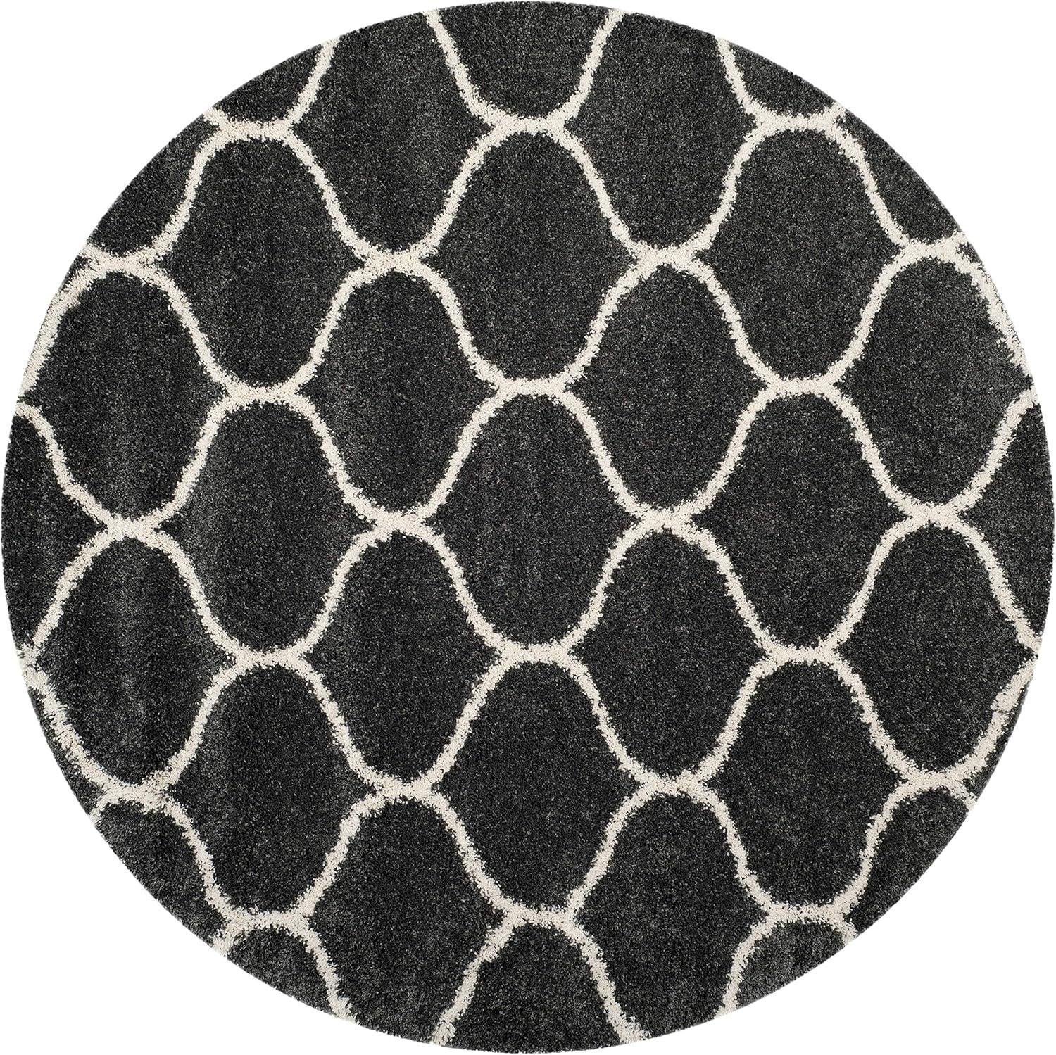image:imageSAFAVIEH Hudson Shag Collection Area Rug 53 x 76 Grey amp Ivory Moroccan Trellis Design NonShedding amp Easy Care 2inch Thick Ideal for High Traffic Areas in Living Room Bedroom SGH280BDark GreyIvory