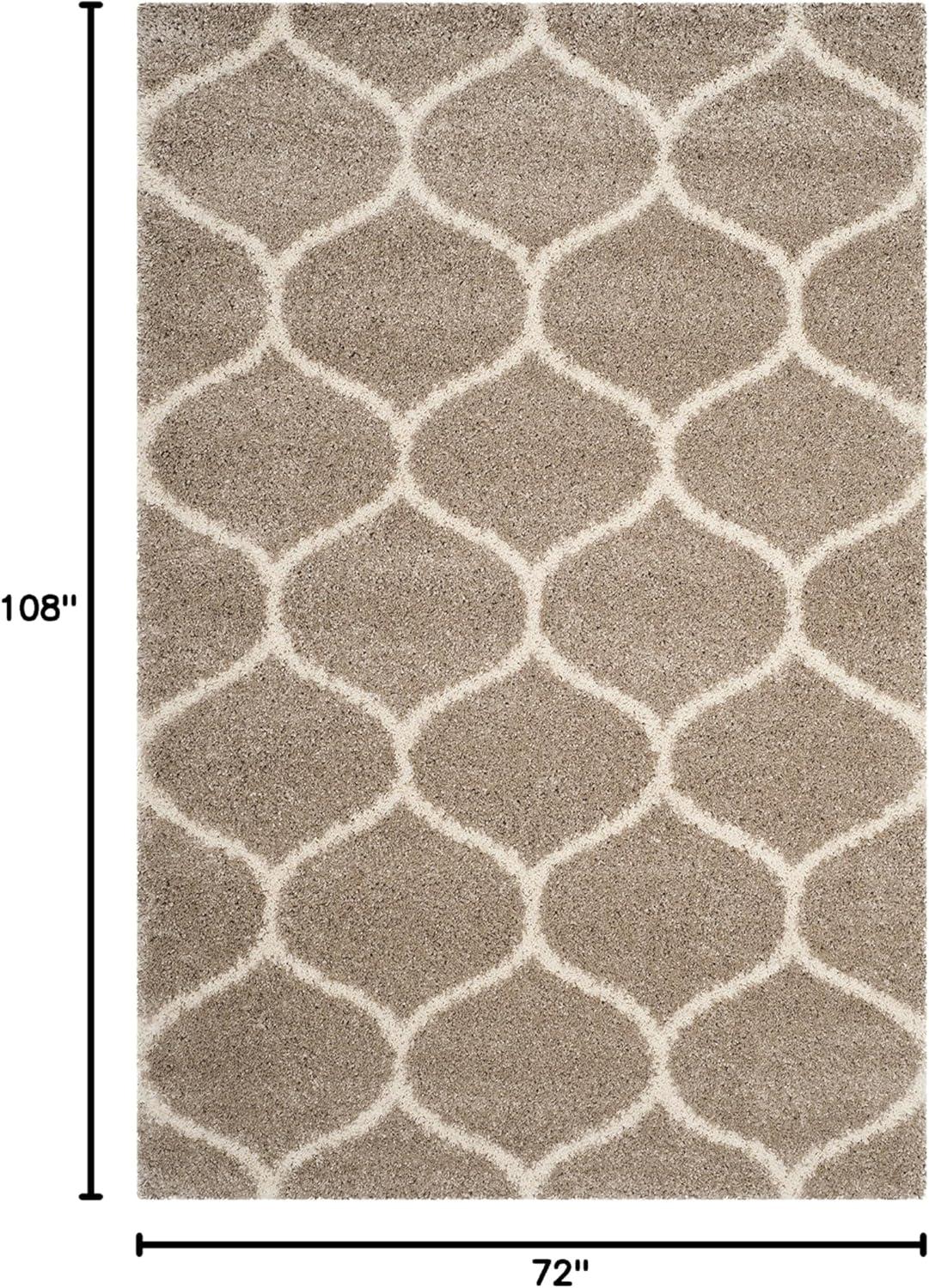 image:imageSAFAVIEH Hudson Shag Collection Area Rug 53 x 76 Grey amp Ivory Moroccan Trellis Design NonShedding amp Easy Care 2inch Thick Ideal for High Traffic Areas in Living Room Bedroom SGH280BBeigeIvory
