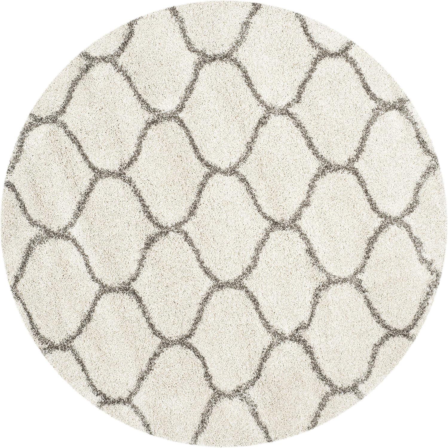 image:imageSAFAVIEH Hudson Shag Collection Area Rug 53 x 76 Grey amp Ivory Moroccan Trellis Design NonShedding amp Easy Care 2inch Thick Ideal for High Traffic Areas in Living Room Bedroom SGH280BIvoryGrey