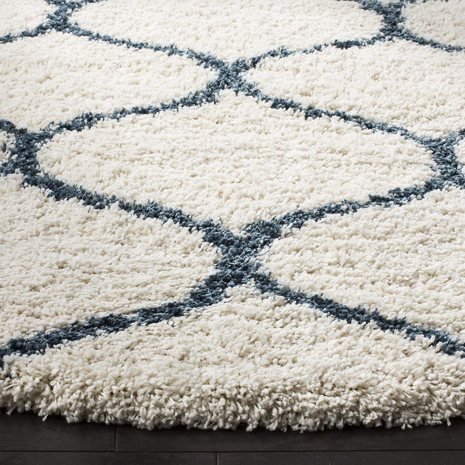 image:imageSAFAVIEH Hudson Shag Collection Area Rug 53 x 76 Grey amp Ivory Moroccan Trellis Design NonShedding amp Easy Care 2inch Thick Ideal for High Traffic Areas in Living Room Bedroom SGH280BIvorySteel Blue