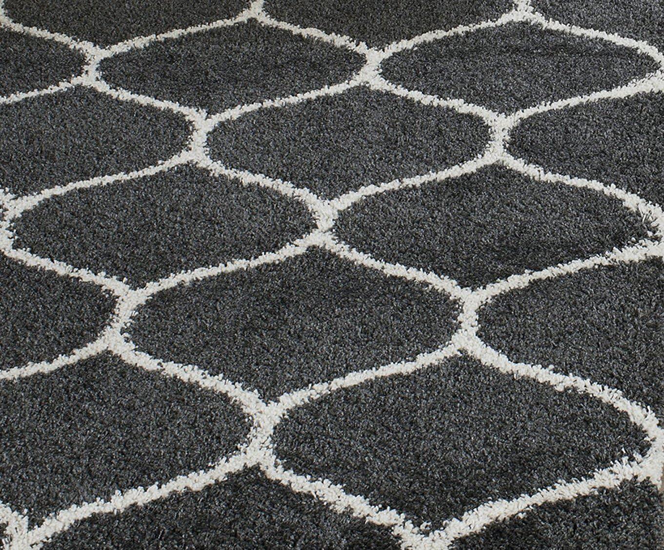 image:imageSAFAVIEH Hudson Shag Collection Area Rug 53 x 76 Grey amp Ivory Moroccan Trellis Design NonShedding amp Easy Care 2inch Thick Ideal for High Traffic Areas in Living Room Bedroom SGH280BDark GreyIvory