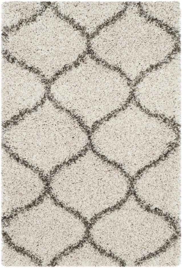 image:imageSAFAVIEH Hudson Shag Collection Area Rug 53 x 76 Grey amp Ivory Moroccan Trellis Design NonShedding amp Easy Care 2inch Thick Ideal for High Traffic Areas in Living Room Bedroom SGH280BIvoryGrey