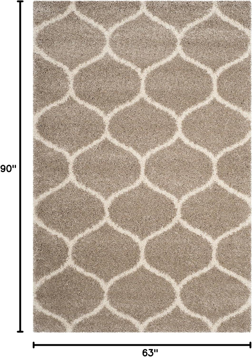 image:imageSAFAVIEH Hudson Shag Collection Area Rug 53 x 76 Grey amp Ivory Moroccan Trellis Design NonShedding amp Easy Care 2inch Thick Ideal for High Traffic Areas in Living Room Bedroom SGH280BBeigeIvory