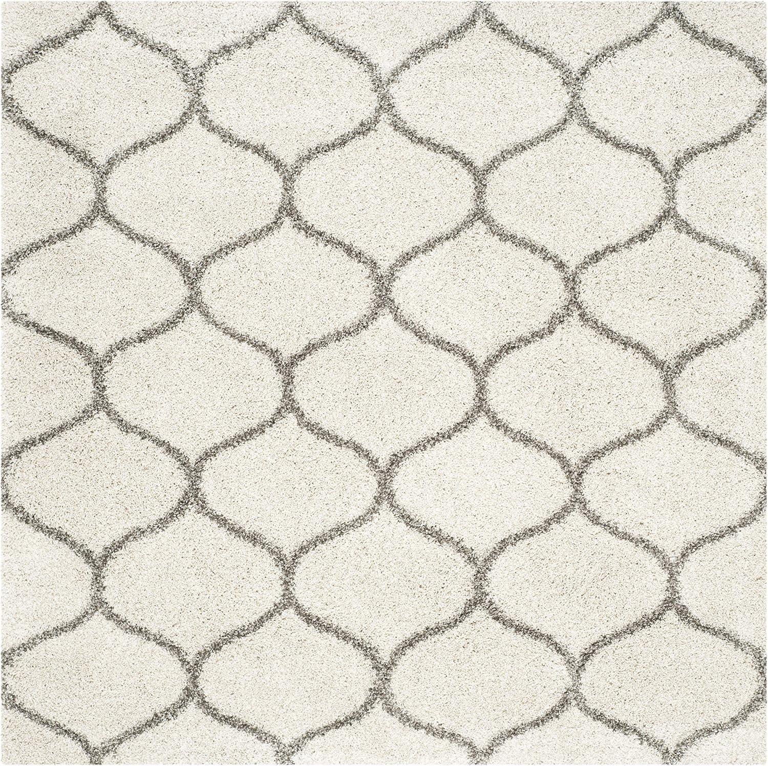 image:imageSAFAVIEH Hudson Shag Collection Area Rug 53 x 76 Grey amp Ivory Moroccan Trellis Design NonShedding amp Easy Care 2inch Thick Ideal for High Traffic Areas in Living Room Bedroom SGH280BIvoryGrey