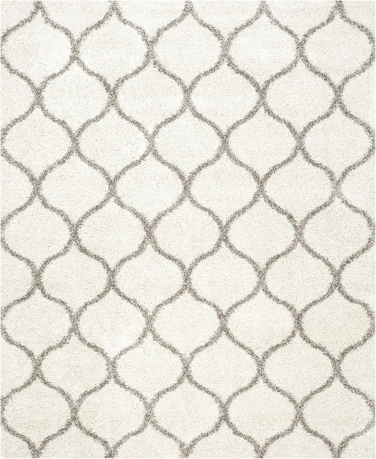 image:imageSAFAVIEH Hudson Shag Collection Area Rug 53 x 76 Grey amp Ivory Moroccan Trellis Design NonShedding amp Easy Care 2inch Thick Ideal for High Traffic Areas in Living Room Bedroom SGH280BIvoryGrey